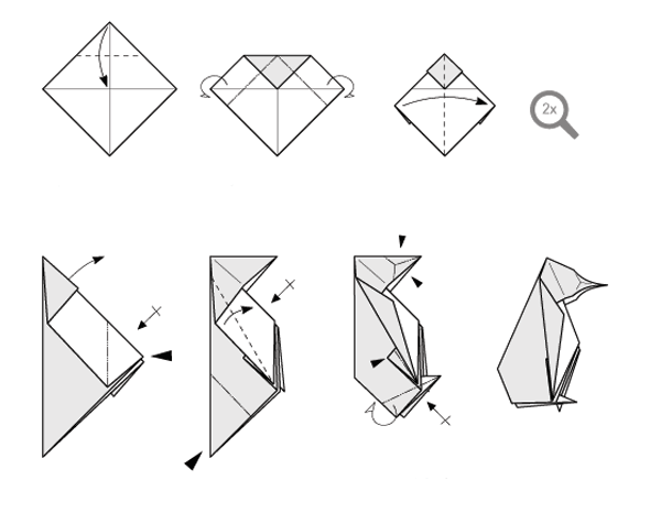 Оригами пингвин схема